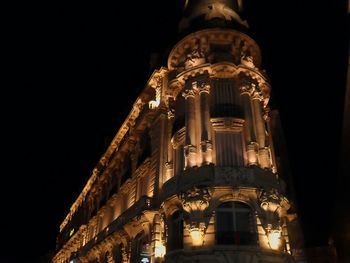 Low angle view of illuminated building