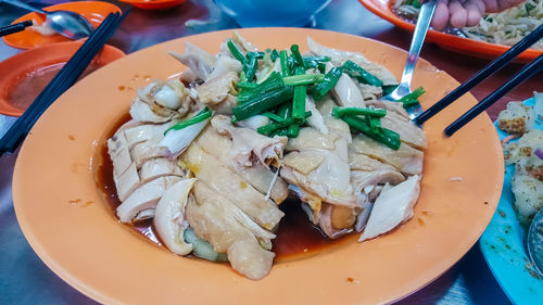 High angle view of meal served in plate