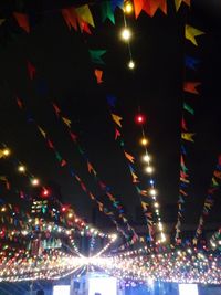 Low angle view of illuminated firework display at night