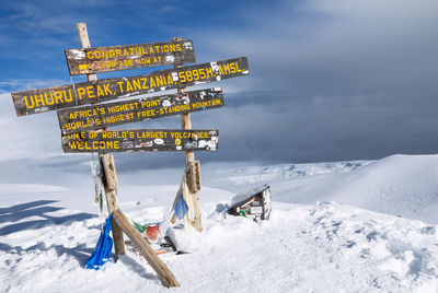 Panoramic view of snow covered landscape against sky