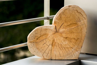 Close-up of wooden post against tree