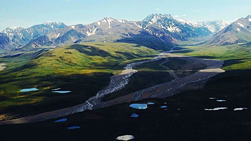 Scenic view of snowcapped mountains