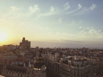 Cityscape against sky during sunset