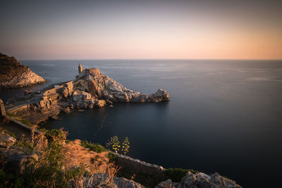 Scenic view of sea against clear sky