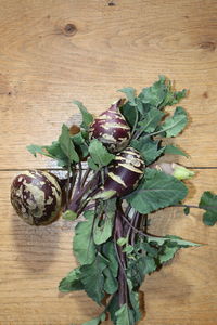 High angle view of vegetables on table