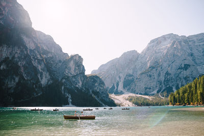 Scenic view of lake against clear sky