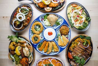 High angle view of food on table