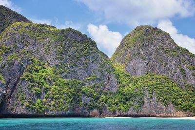 Island ocean tropical forest views near phi phi, ko rang yai, ko li pe phuket thailand asia.