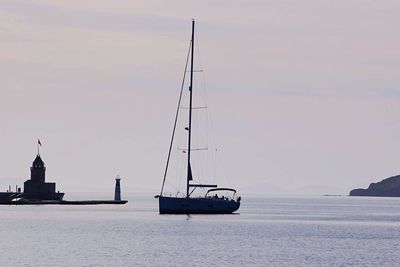 Boat on sea against sky