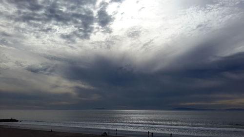 Scenic view of sea against cloudy sky