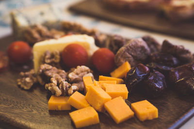 Close-up of fruits on cutting board