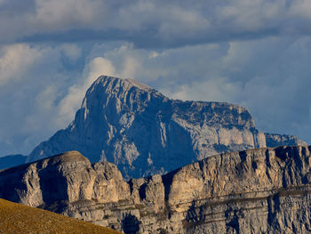 Views of the mountains at sunset, next to the ordesa valley, spain