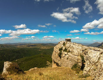 Scenic view of rocky mountains against sky