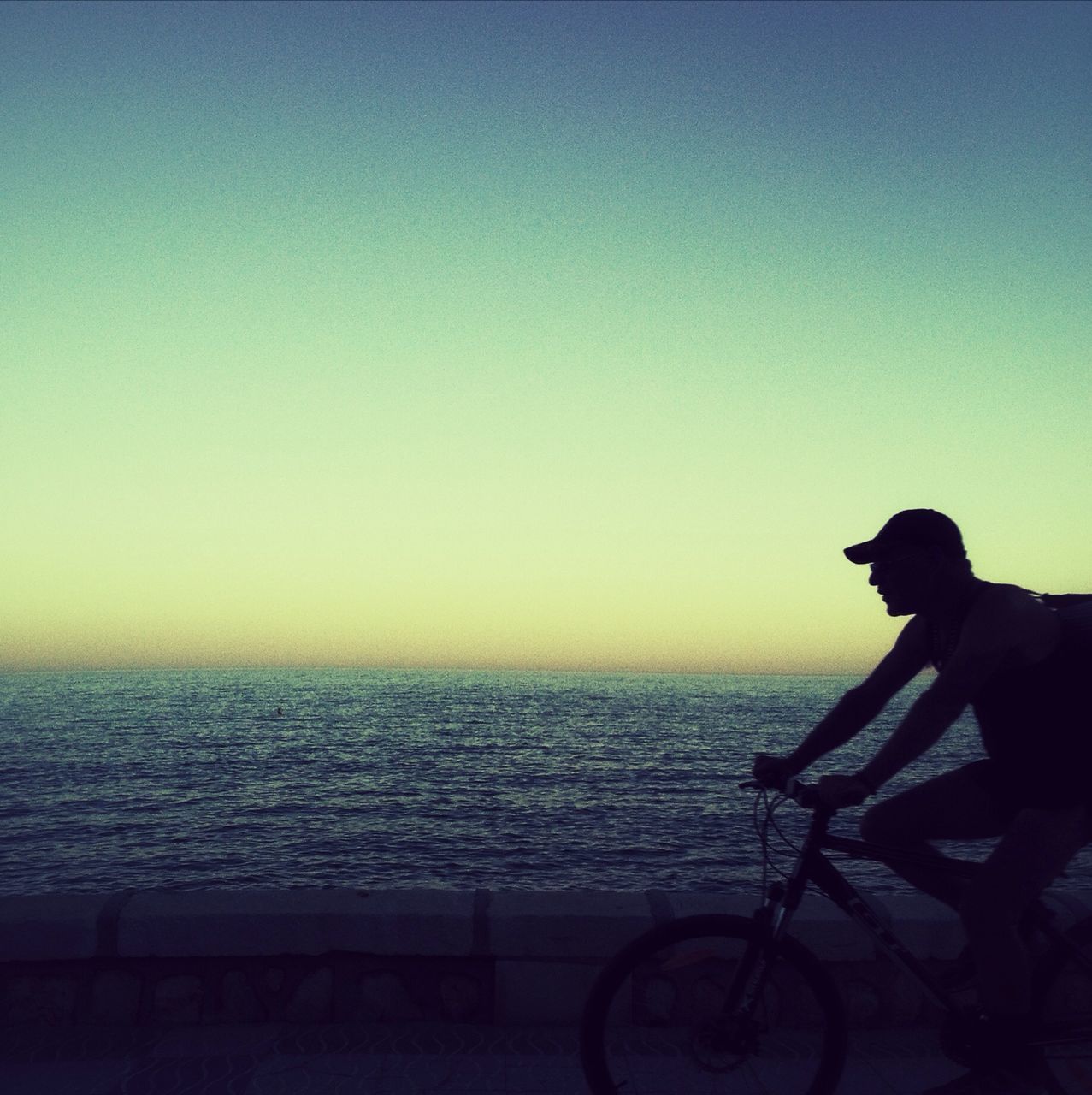 sea, water, horizon over water, copy space, sunset, clear sky, silhouette, scenics, tranquility, beauty in nature, tranquil scene, sky, men, railing, nature, transportation, nautical vessel, mode of transport