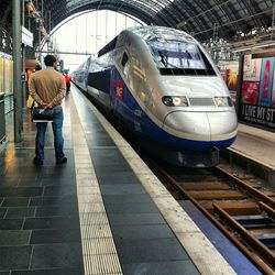 Train at railroad station platform