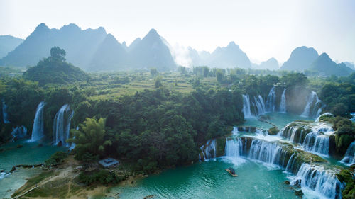 Scenic view of waterfall