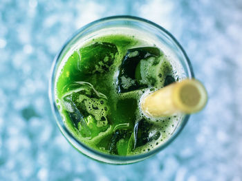 Close-up of lemon in glass