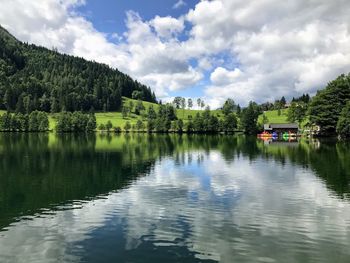 Scenic view of lake against sky