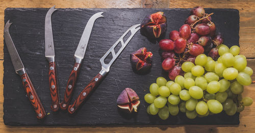 High angle view of fruits on table