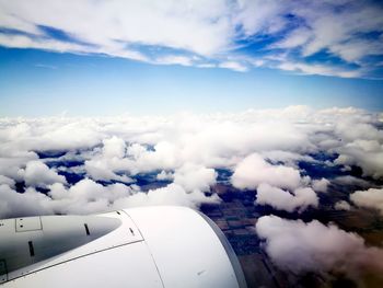 Aerial view of cloudscape seen from airplane