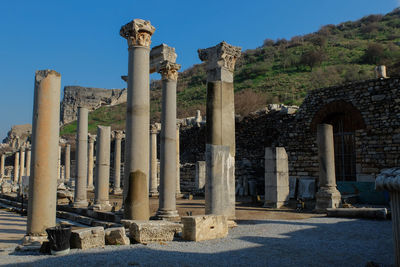 Old ruins against clear blue sky