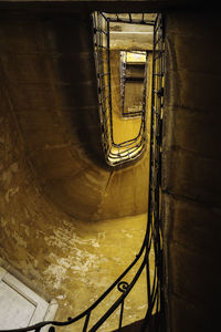 High angle view of spiral staircase in building