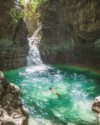 Scenic view of waterfall