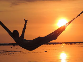 Enjoying sunset on the beach gili trawangan