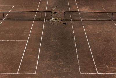 High angle view of tennis field