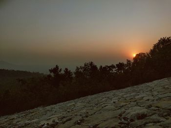 Scenic view of landscape against sky during sunset