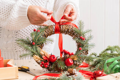 Christmas decorations on table