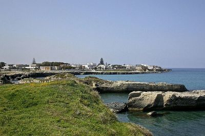 Scenic view of sea against clear sky