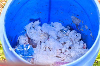 High angle view of ice cream in bowl