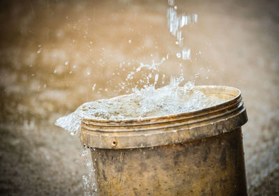 Close-up of water falling from fountain