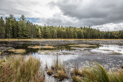 Scenic view of lake against sky