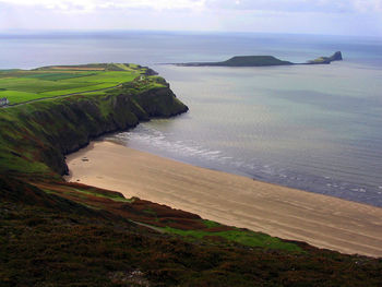 High angle view of beach against sky