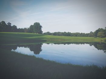 Scenic view of lake against sky