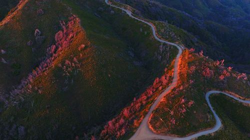 High angle view of winding road on mountain