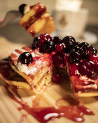 Close-up of cake slice in plate