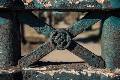 Close-up of rusty fence