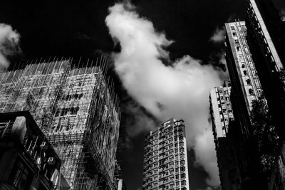 Low angle view of skyscrapers against sky