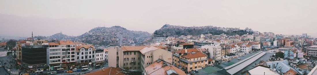 High angle view of cityscape against sky