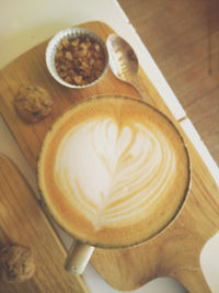 High angle view of coffee on table