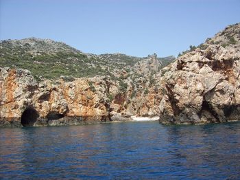 Scenic view of sea against clear sky