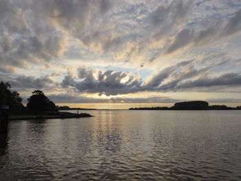 Scenic view of sea against cloudy sky