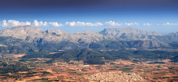 Scenic view of mountains against sky