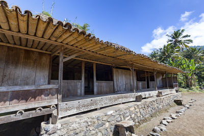 Low angle view of old building against sky