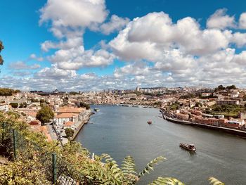Porto portugal high angle view of sea against sky