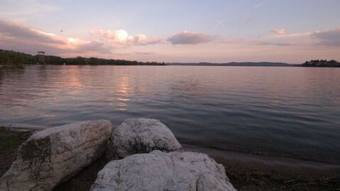 Scenic view of sea at sunset
