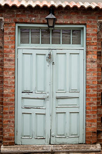 Closed door of old house